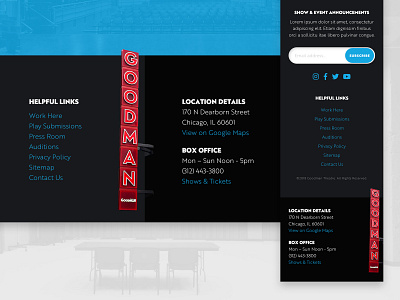 Chicago's Goodman Theater Footers chicago design desktop footer goodman mobile redesign responsive theater ux web website