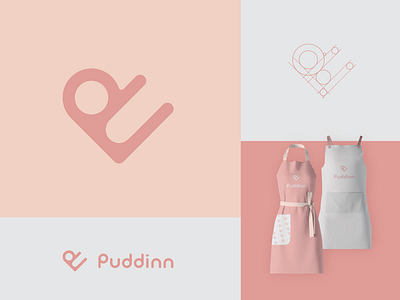 Puddinn | Logo Identity abstract branding elegant flat heart icon identity logo love mark minimal pudding