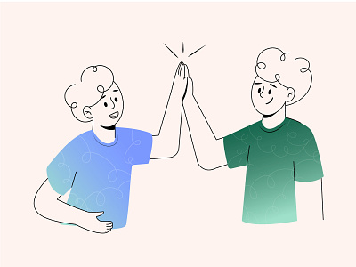 Boys giving high-five. business character colleagues friends high five illustration invite friends mentorship product illustration success team teamwork