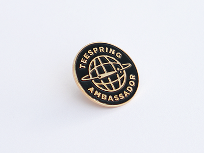 Teespring Ambassador Pin brand branding clean enamel enamelpin icon logo merch minimal pin swag type typography