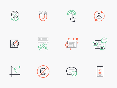 Line Icons to Tell a Story clean free green icon icon set icons kit line minimal red ui