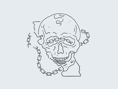 California, Skull & Chain [WIP] california chain clean illustration line linework minimal poster skull