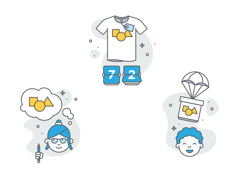 "How It Works" human parachute pencil shirt cartoon clean face people illustration
