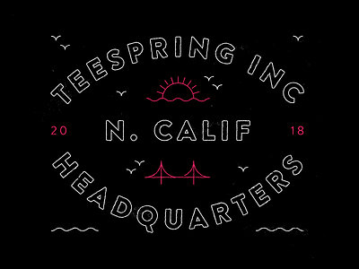 Teespring Headquarters Artifact 2018 bird culture golden gate lettering san francisco sun type typography vintage water