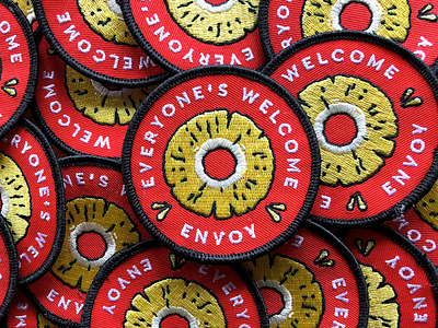 Everyone's Welcome Patch branding clean embroidery envoy illustration merch patch pineapple typography visual design welcome
