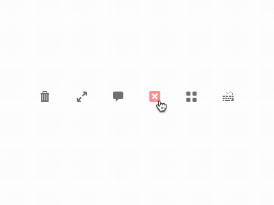 Quicons. free freebie icon 16px psd glyph trashcan arrows speech bubble close thumbnails keyboard wip
