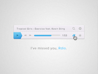 I've missed you, Rdio. blue download free freebie interface layer styles music player photoshop psd rdio ui