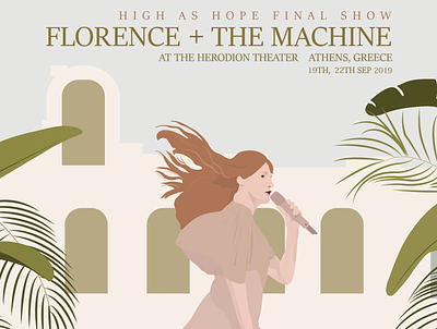 Florence + the Machine Memorabilia concert memorabilia design digital illustration graphic design illustration illustration art illustrator memorabilia music poster design poster design