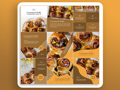 3x3 Header Social Media Feed - Cinnamon Rolls branding bread bread feed cinnamon roll food feed header design instagram instagram banner instagram template social media design social media pack