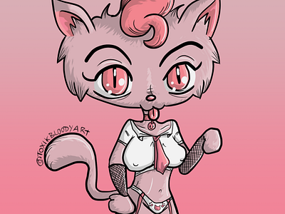 Girl Neko cat catwoman furry girl girlcat illustration kawaii pink woman