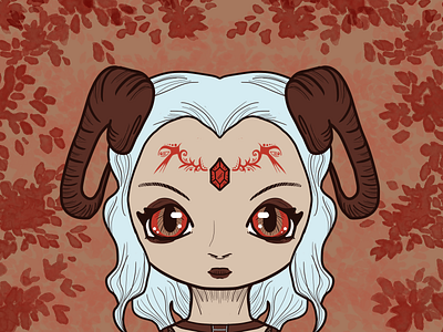 April of the woods anime chibi cute goatgirl illustration kawaiigirl