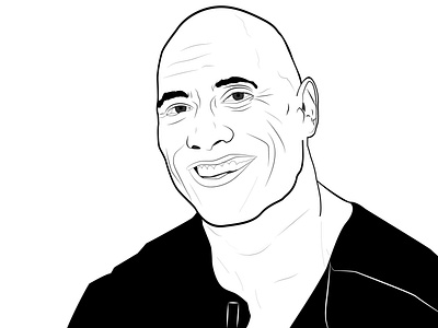 Line Art Portrait of Dwayne Johnson