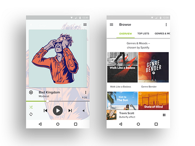 Bright Spotify UI for Android android design flat graphic grid material typography ui ux