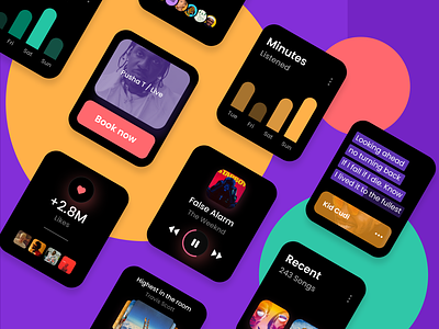 Apple Watch UI - Music App app clean color design minimal ui ux ux design watch