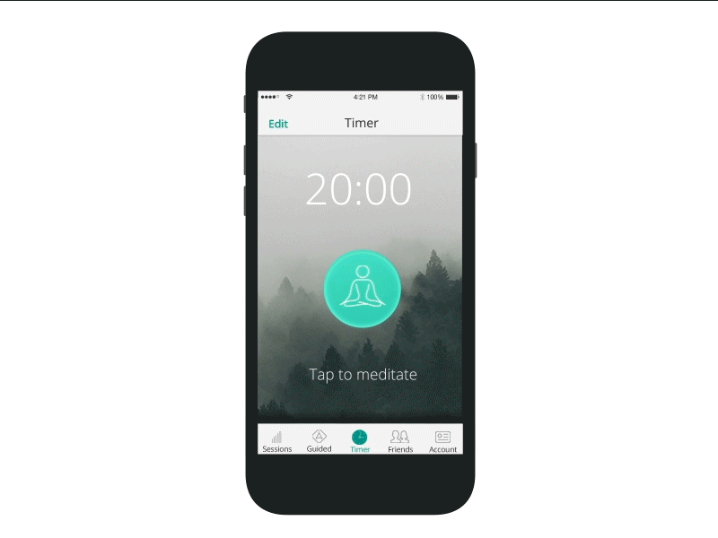 Meditation Timer aftereffects animation forest meditation motion uiux