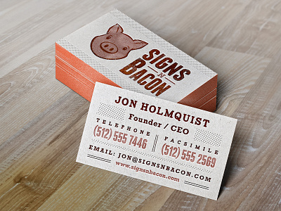 Bacon Business Card bacon branding business card identity local business pig sign stationery vintage