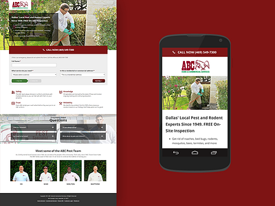 Pest Control Landing Page landing page lawn local mobile pest pest control responsive service texas web design