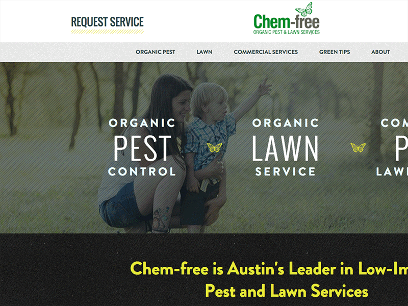 Chem-Free Hover States commercial corporate lawn responsive shadow texture ui web yellow