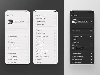 Daily UI 007 - Settings app daily ui dailyui dailyui007 dailyuichallenge dark mode design mobile design mobile ui settings settings page settings ui ui ux