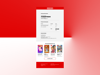 Daily UI 017 - Email Receipt app dailyui dailyuichallenge design email design email marketing email receipt email template nintendo nintendo switch nintendoswitch ui ux web design