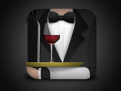 iOS wine app icon icon wine app ios bottle glass bow tie suit dark easyvino tray bar sommelier