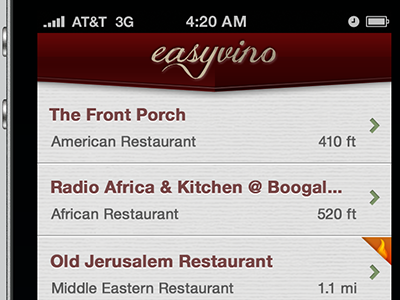 Easyvino iOS wine app UI