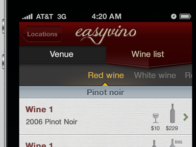 Easyvino Wine List