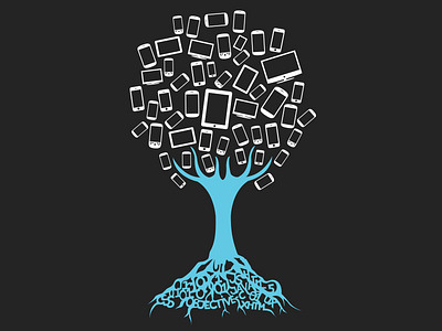 Rooted In Knowledge part III blue design illustration iptv mobile phones t shirt tablets tee tree tv