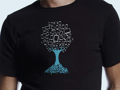 "Rooted In Knowledge" tee blue design illustration iptv mobile phones t shirt tablets tee tree tv