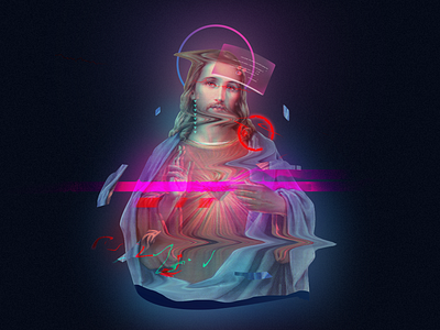 messiOS cyberpunk digital art digital illustration jesus neon photoshop sacred