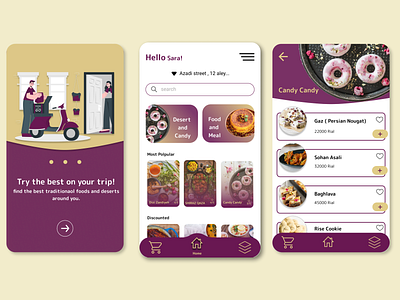 delivery food application app design illustration typography ui ux vector