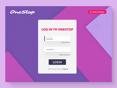 One Stop Log In Page abstract branding design ui ux