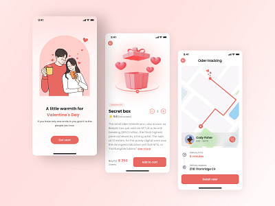 Valentine's Day App 3d app design illustration ui ux