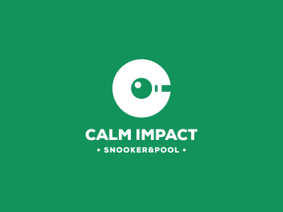 Calm Impact ball calm calm impact green hit impact logo mark negative space pool pool stick snooker symbol