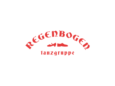 Regenbogen dance logo mark red regenbogen shoes tanzgruppe traditional german dance typography