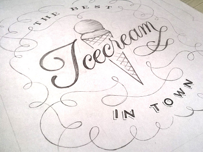 The best icecream in town chalkboard decoration hand lettering hand written icecream lettering ornaments sketch swirls swashes typography