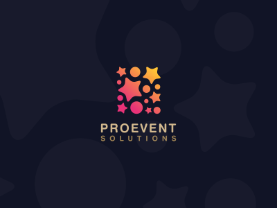 Proevent Solutions bubbles colors events identity logo proevent stars
