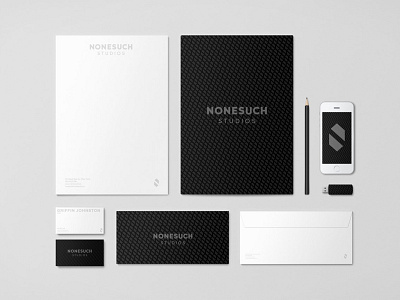 Nonesuch Studios black and white collaterals identity nonesuch pattern