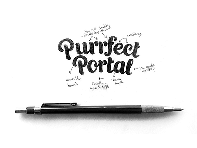 Purrfect Portal sketch bold cat cats chubby custom type friendly logo logo design purrfect portal script sketch