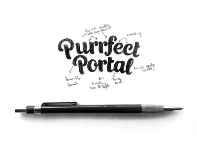 Purrfect Portal sketch bold cat cats chubby custom type friendly logo logo design purrfect portal script sketch