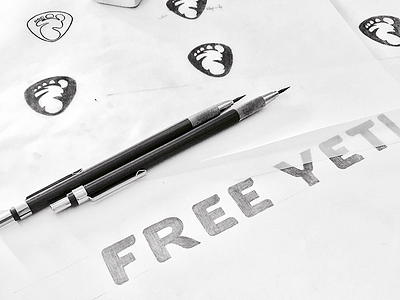 Free Yeti Sketch bigfoot free yeti freedom logo logo design logo sketch logotype shield sketch winter yeti
