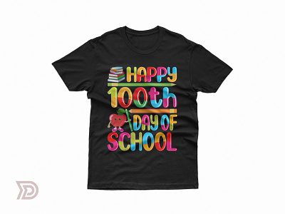Happy 100 days of school teacher T-Shirt Design 100dayofschool awesome celebrate colorful costume design elementary graphic design happy 100 days kindergardem kindergarten kindergartentshirt preschool school teachers tshirt tshirtdesign tshirtgift tshirtlover tshirts