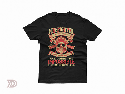 Firefighter skull grapic tshirt design