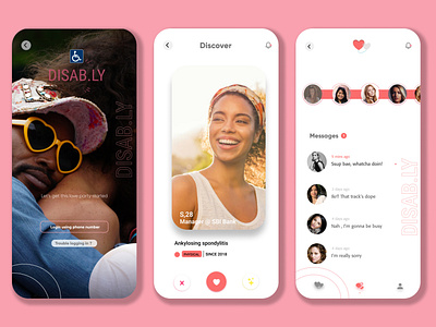 Dating app for disabled app design icon interaction minimal ui