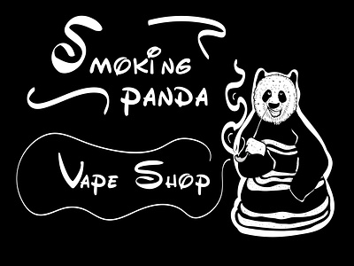 Smoking panda design illustration logo panda typography vector