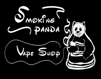 Smoking panda design illustration logo panda typography vector
