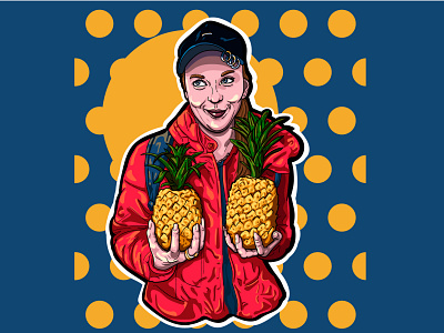 The girl and her pineapples. adobeillustrator artwork babe cartoon comics design digital food funny girl illustration illustrator logo logotype pineapple portrait poster print sticker vector