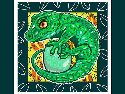 Gecko and egg animal design egg gecko geckoboard illustration illustrator pet petportrait portrait poster print sticker vector