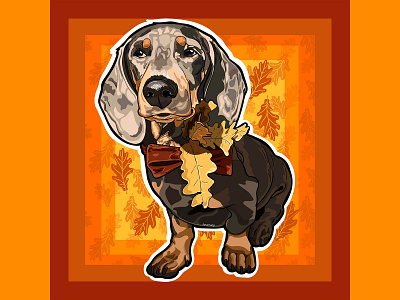 The autumn dog animal autumn color cute dachshund design digital art dog doglovers ears fall illustration illustrator pet petportrait portrait poster sticker vector vectorportrait