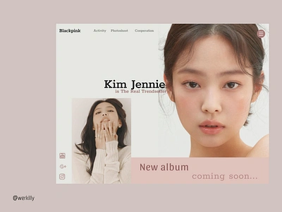 Jennie from Blackpink art design illustration minimal ui ux web website